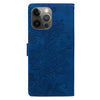 For iPhone 12 Pro Lace Floral Embossed Magnetic Buckle Leather Phone Case(Blue)