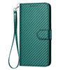 For Samsung Galaxy A36 5G YX0070 Carbon Fiber Buckle Leather Phone Case with Lanyard(Dark Green)