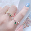 J356 Ladies Emerald Zircon Double Micro Setting Open Ring(Rose Gold)