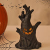Halloween Ghost Face Tree Stump Lantern LED Candle Lights Decoration Holiday Ambience Ornament