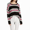 Women Knitwear Turtleneck Sweater, Size: S(Black Powder Stripes)