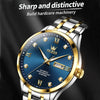 OLEVS 9946 Men Diamond Roman Scale Waterproof Quartz Watch(Blue + Gold)