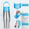 Portable Dog Water Bottle 750ml, Foldable, Leakproof, Light Blue