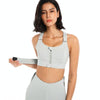 Super Supportive Sport Bra Front Zipper Tights Crop Top Yoga Vest, Size: XXL(Blue)