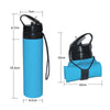600ml Folding Silicone Riding Water Cup Portable Environmental Protection Shatterproof Silicone Water Bottle(Grey)