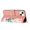 For iPhone 15 Plus Floral Pattern Leather Phone Case with Lanyard(Pink)