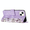 For iPhone 15 Plus Floral Pattern Leather Phone Case with Lanyard(Light Purple)