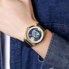 SKMEI 2115 Multifunctional Men Outdoor 30M Waterproof Moon Phase Quartz Watch(Gold)