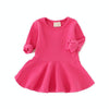 Spring and Autumn Female Babies Cotton Sanded Lotus Leaf Large Swing Skirt Dress(Rose Red)