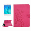 For Galaxy Tab A 8.0 / T350 Pressed Flowers Butterfly Pattern Horizontal Flip PU Leather Case with Magnetic Buckle & Holder & Card Slots & Wallet(Magenta)