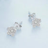 BSE855 Sterling Silver S925 White Gold Plated Full-set Zircon Flower Stud Earrings