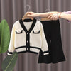Baby Girls Winter Clothes Set Knit Sweater and Pants Autumn Girl Clothing, Size: 110(Black and White)