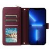 For iPhone 13 Pro Max Nine-card Slots Zipper Wallet Bag Leather Phone Case(Wine Red)