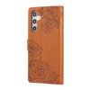 For Samsung Galaxy A05s Rose Flower Embossed 3-Card Slots Leather Phone Case(Brown)