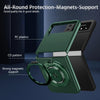 For Samsung Galaxy Z Flip4 360 Rotation Ring Holder MagSafe Shockproof PC Phone Case(Dark green)
