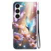 For Samsung Galaxy S23+ 5G Crystal Texture Colored Drawing Leather Phone Case(Butterfly Love Flower)