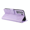 For Samsung Galaxy S22+ 5G Rose Flower Embossed 3-Card Slots Leather Phone Case(Purple)