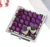 Hand-made Diamond Mini Folding Cosmetic Mirror Portable Mirror Double-side Gem Bow(Purple)