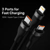 Baseus Flash Series II 1.2m USB + Type-C to Micro USB + 8 Pin + Type-C 100W Fast Charging Cable(Black)