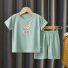 Boys Ice Silk Summer T-Shirt and Shorts Set Clothing Sets, Size: 100cm(Lake Green)