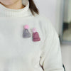 12PCS Cute Mini Knitted Hairball Hat Brooch Sweater Pins Badge(Dark yellow)