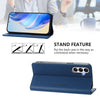 For Samsung Galaxy M14 5G Global RC01 Dual-Folded Magnetic Suction RFID Leather Phone Case(Dark Blue)