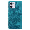 For iPhone 11 Lace Floral Embossed Magnetic Buckle Leather Phone Case(Green)