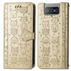 For Asus Zenfone 8 Flip Lovely Cat and Dog Embossing Pattern Horizontal Flip Leather Case , with Holder & Card Slots & Wallet & Cartoon Clasp & Lanyard(Gold)