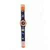 JNEW A369-86408 Children Cartoon Cosmic Starry Sky Waterproof Time Cognitive Ribbon Quartz Watch(Orange)
