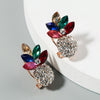 1 Pair Alloy Inlaid Colorful Rhinestone Pineapple Earrings(Color)