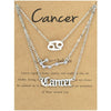3 In 1 12 Zodiac Signs Necklace Set Retro Alphabet Symbols With Diamonds Jewelry Set, Style: Cancer Silver