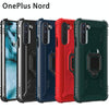 For OnePlus Nord Carbon Fiber Protective Case with 360 Degree Rotating Ring Holder(Blue)