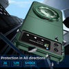 For Samsung Galaxy Z Flip4 360 Rotation Ring Holder MagSafe Shockproof PC Phone Case(Dark green)