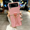 For Samsung Galaxy Z Flip4 5G Sparkling Diamond Rhombus PC Phone Case with Ring(Pink)