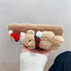 For iPhone 13 mini 3D Christmas Bear Plush Phone Case(White)