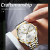 OLEVS 9946 Men Diamond Roman Scale Waterproof Quartz Watch(White + Gold)