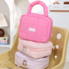 Women Quilted Makeup Bag Puffer Large Capacity Cosmetic Storage Bag Portable Travel Toiletry Pouch(Pink)