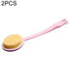 2 PCS Back Massage Bath Brush Nylon Brush Head Long Handle Bath Rubbing Brush(Pink)