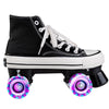 Flash Roller Skates Shoes Adult Children Four-Wheel Canvas Roller Skates Shoes Double Row Roller Skates Shoes, Size: 42(Black+ Special Bag)