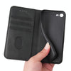 For iPhone SE 2022 / SE 2020 / 8 / 7 Calf Texture Magnetic Horizontal Flip Leather Case with Holder & Card Slots & Wallet(Black)