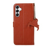 For Samsung Galaxy A36 Genuine Leather Litchi Texture RFID Leather Phone Case(Coffee)