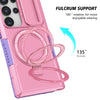 For Samsung Galaxy S24 Ultra 5G Sliding Camshield MagSafe Holder TPU Hybrid PC Phone Case(Purple Pink)
