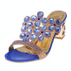 Fashion Thick Heel Rhinestone Fish Mouth Slippers, Size:38(Navy Blue)