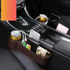 Car Multi-functional Driver Seat Console PU Leather Box Cigarette Lighter Charging Pocket Cup Holder Seat Gap Side Storage Box(Coffee)