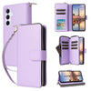 For Samsung Galaxy A35 Nine-card Slots Zipper Wallet Bag Leather Phone Case(Purple)