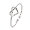 Girl Fashion Cute Simple Heart Hollow Open Adjustable Rings(Silver)