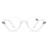 Diamond Studded Cat Eye Presbyopic Glasses Half-frame Fish-filament Glasses Unisex, Degree: 150(Transparent)