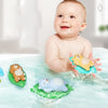 3 PCS Bathroom Playing Toys Baby Bathing Water Dolls On The Chain Swimming Bears And Lizards For Children(Beige Bear)