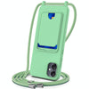For Samsung Galaxy M05 / F05 Integrated Card Bag Solid Color Liquid Silicone Phone Case with Lanyard(Green)