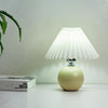 Pleated Lampshade Cozy Bedside Night Light Modern Ceramic Desk Lamp 220V(Beige Body+White Cover)